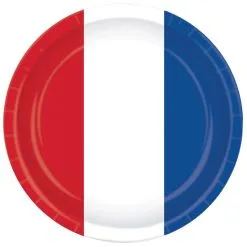 RED WHITE BLUE PLATES 9IN 8 PC